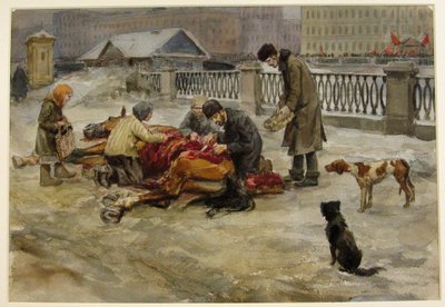Petrograd im Jahr 1918 aus der Aquarellserie Russische Revolution, 1918 von Ivan Alexeyevich Vladimirov