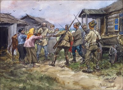 Beschlagnahme von Vieh für die Rote Armee in einem Dorf in der Nähe von Luga von Ivan Alexeyevich Vladimirov