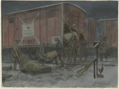 Soldaten plündern einen Eisenbahnwagen aus der Aquarellserie Russische Revolution, 1922 von Ivan Alexeyevich Vladimirov