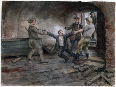 Ein Gefangener wird zur Hinrichtung geführt (aus der Aquarellserie Russische Revolution) von Ivan Alexeyevich Vladimirov