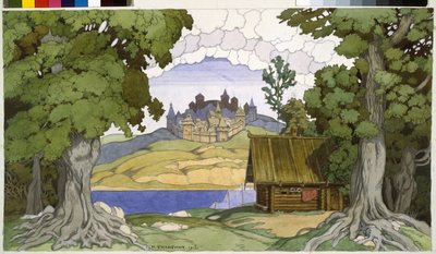 Dekor für die Oper Das Grab von Askold von Alexei Vertovski von Ivan Yakovlevich Bilibin
