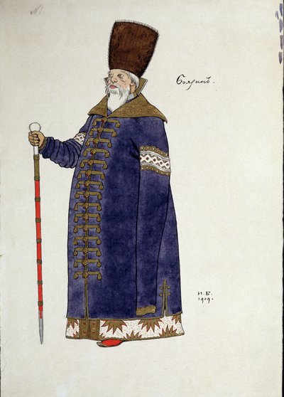 Kostümentwurf für die Oper Der goldene Hahn von N. Rimski-Korsakow von Ivan Yakovlevich Bilibin