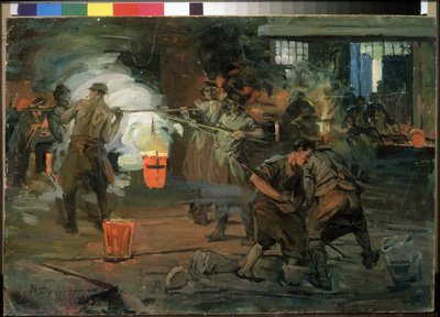 Arbeiter in einer Gießerei von Ivan Georgievich Drozdov