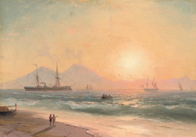 Schiffe bei Sonnenuntergang beobachten von Ivan Konstantinovich Aivazovsky