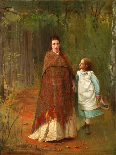 Im Park. Porträt der Frau und Tochter des Künstlers, 1875 von Ivan Nikolaevich Kramskoy