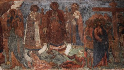 Fresko in der Kathedrale Unserer Lieben Frau vom Zeichen, Nowgorod, frühes 18. Jahrhundert von Ivan Yakovlevich Bakhmatov