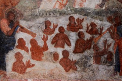 Fresko in der Kathedrale Unserer Lieben Frau vom Zeichen, Nowgorod, frühes 18. Jahrhundert von Ivan Yakovlevich Bakhmatov