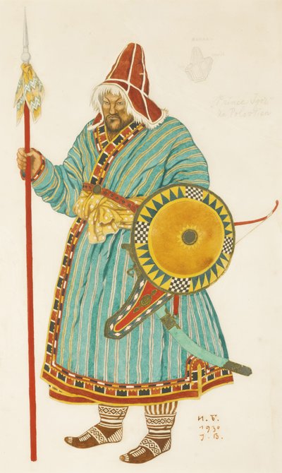 Kostümentwurf für die Oper Prinz Igor von A. Borodin, 1930 von Ivan Yakovlevich Bilibin
