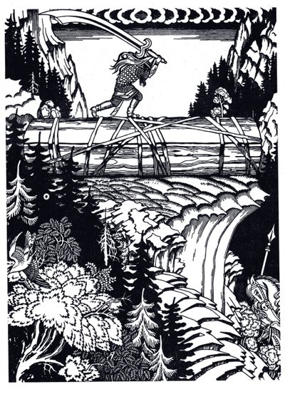 Ilya Muromets und Svyatogor, 1934 von Ivan Yakovlevich Bilibin