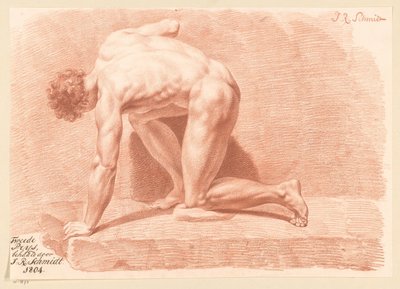 Kniender männlicher Akt, von der Seite gesehen (2. Preis 1804) von Izaak Riewert Schmidt