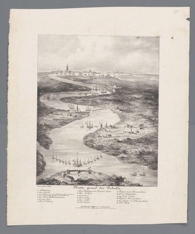 Verlauf der Schelde von Fort Bath bis Antwerpen, 1832 von J.B. Clermans