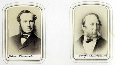 Porträts von Sir John Tenniel (1820-1914) und George Cruikshank (1792-1878) ca. 1860 von J.C. Watkins