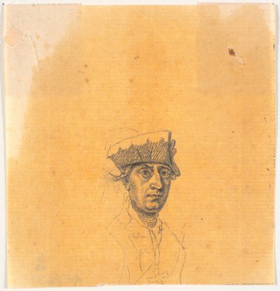Vorarbeit zu einem der Köpfe für den Stich: Friedrich der Große reitet nach einer Revue in Potsdam nach Hause von J.F. Clemens