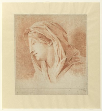 Kopf einer Frau mit Kopftuch, von der Seite von J.H. Tak