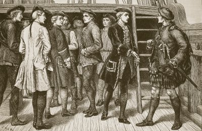 Der junge Prätendent und die Highland Chiefs an Bord der 