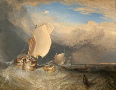 Fischerboote mit Händlern, die um Fisch feilschen, 1837-38 von Joseph Mallord William Turner