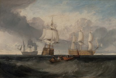 Die Rückkehr des Sieges von Trafalgar, in drei Positionen, ca. 1806 von Joseph Mallord William Turner