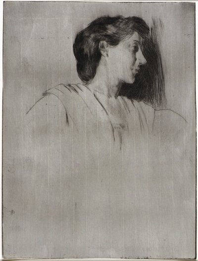 Studie eines Frauenkopfes im Profil von J. Alden Weir