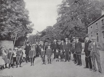 Das Northumbrian Baal-Feuer, das Einbringen der Reisigbündel von J. Benjamin Stone