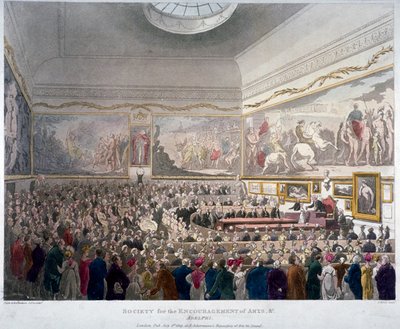 Treffen der Gesellschaft der Künste in den Adelphi-Gebäuden, Westminster, London von J Bluck