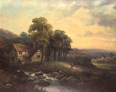 Hütte bei Sonnenuntergang von J. Boel