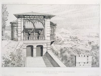 Dampfbäder, Observatorium oben, aus einem Band von Entwürfen verschiedener Architekten, veröffentlicht von Morel & Cie, Paris, ca. 1880 von J. Boussard