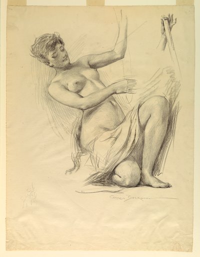Figurenstudie, möglicherweise für die Kuppel des Gebäudes für Manufakturen und Freie Künste, Weltausstellung in Chicago, IL von J. Carroll Beckwith