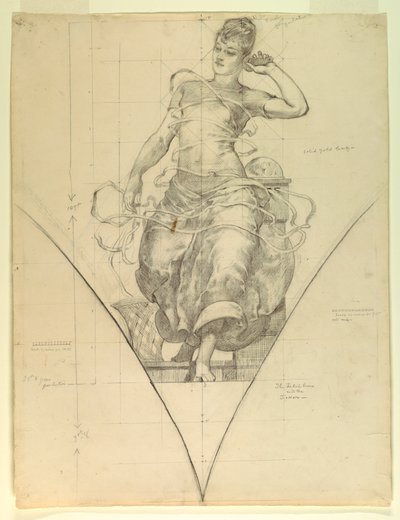 Das Telefon und der Ticker, Studie für "Elektrizität in der Anwendung auf den Handel," Gebäude für Manufakturen und freie Künste, Weltausstellung in Chicago, IL von J. Carroll Beckwith