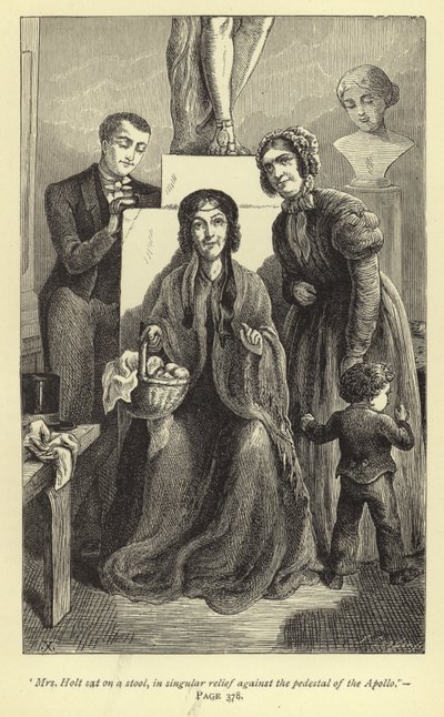 Mrs. Holt saß auf einem Hocker, in singularer Relief gegen das Podest des Apollo von J. Cooper
