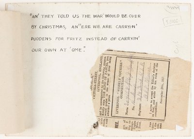Brief an den Wettbewerbsredakteur des Liverpool Weekly Courier, 1917 von J. Griffiths