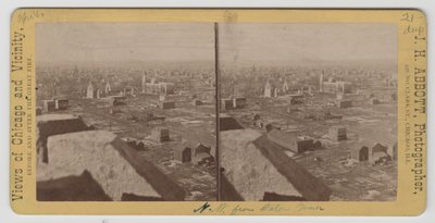 Stereographische Ansicht nach Nordwesten vom Wasserturm nach dem Chicagoer Feuer von J. H. Abbott