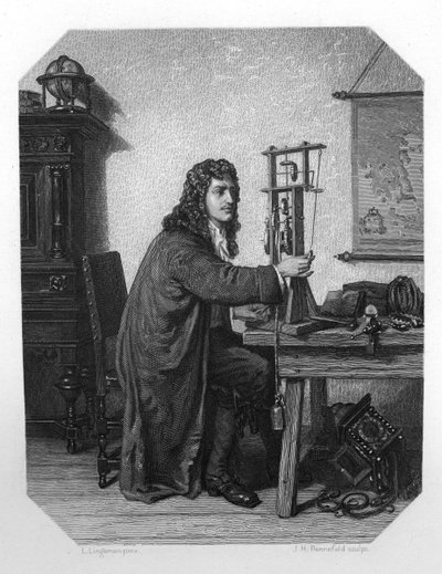 Christiaan Huygens, niederländischer Mathematiker, Astronom und Physiker, 17. Jahrhundert, ca. 1870 von J. H. Rennefeld