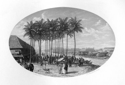 Gründung von Batavia, Java, Niederländisch-Ostindien, 1619, ca. 1870 von J. H. Rennefeld