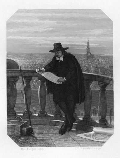 Jacob van Campen, niederländischer Künstler und Architekt des Goldenen Zeitalters, 17. Jahrhundert, ca. 1870 von J. H. Rennefeld