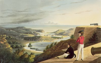 Ansicht des englischen Hafens, Antigua vom Great George Fort, Monks Hill, graviert von T. Fielding, veröffentlicht von T. und G. Underwood, 1827 von J. Johnson