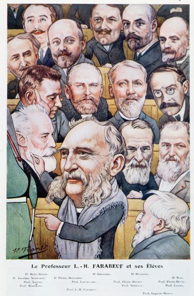 Professor Luis Hubert Farabeuf (1841-1910) und seine Studenten, aus Chanteclair, ca. 1910 von J P. Frantz