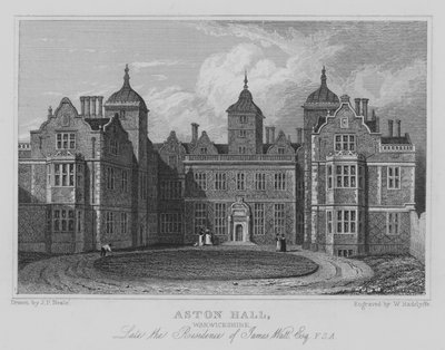 Aston Hall, Warwickshire, ehemals der Wohnsitz von James Watt, Esquire, FSA (Stich) von John Preston Neale