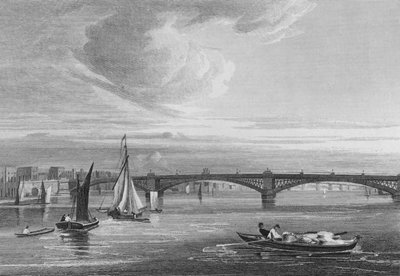 Neue Eisenbrücke über die Themse von der Queen Street von John Preston Neale