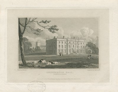 Swynnerton Hall: Gravur, um 1821 von John Preston Neale