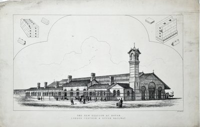Neue Station in Dovor. London, Chatham und Dovor Railway. 1860 von J. R. Jobbins