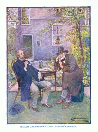 Carlyle und Tennyson sprachen und rauchten zusammen, aus Englische Literatur, veröffentlicht von T C & EC Jack, ca. 1920 von J. R. Skelton