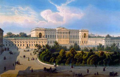 Palast des Großfürsten Mikhail, Ansicht vom Platz, gedruckt von Schmidt und Chevalier, veröffentlicht von Lemercier, Paris, 1850er Jahre von J. after Charlemagne