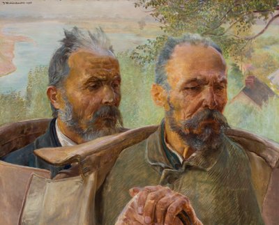 Zwei Köpfe von Alten von Jacek Malczewski