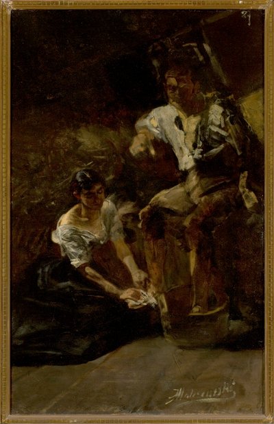 Fußwaschung (Sibirische Szene) von Jacek Malczewski