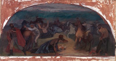 Viehdiebe von der Posse überrascht, Wandbildstudie, Burns, Oregon Post Office von Jack Wilkinson