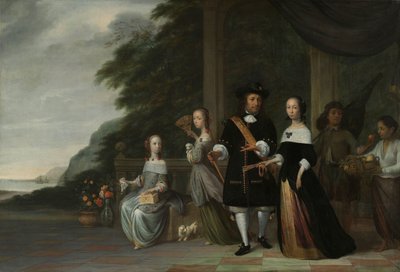 Pieter Cnoll, Cornelia van Nijenrode, ihre Töchter und zwei versklavte Diener von Jacob Coeman