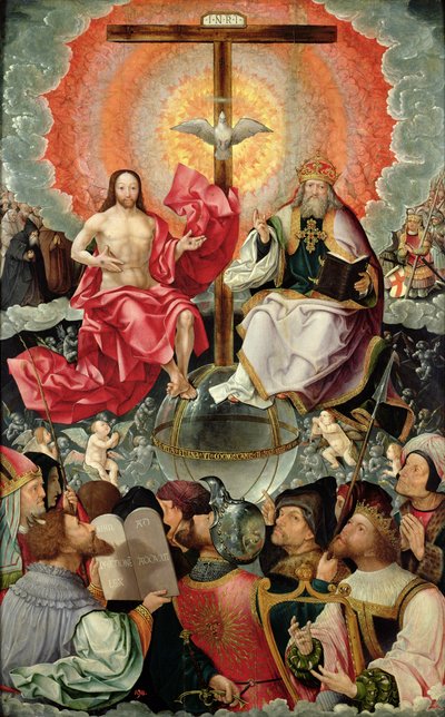 Zentrales Panel des Triptychons mit Anbetung der Dreifaltigkeit, 1523 von Jacob Cornelisz van Oostsanen