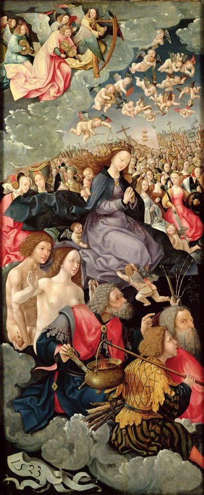 Linker Flügel des Triptychons mit Anbetung der Dreifaltigkeit, 1523 von Jacob Cornelisz van Oostsanen