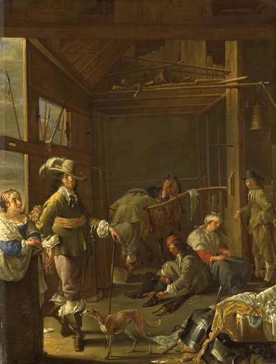 Soldaten in einem Stall von Jacob Duck