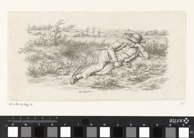 Liegender Mann in einer Landschaft von Jacob Ernst Marcus